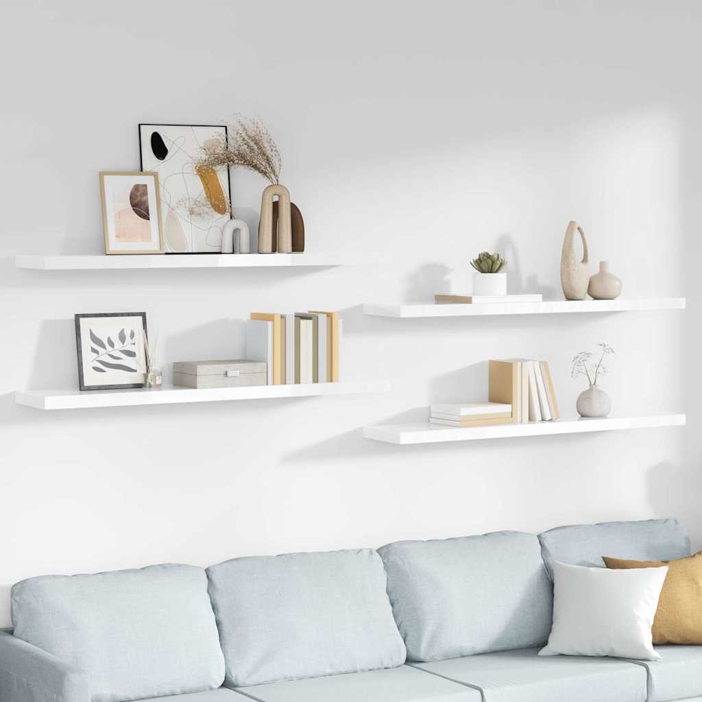 vidaXL Floating Wall Shelves 120x23.5x3.8 cm MDF 4 pcs