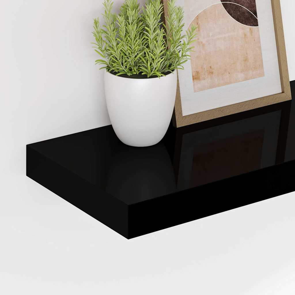 vidaXL Wall Shelf | Set of 4 | High gloss black | Honeycomb MDF, metal frame 4