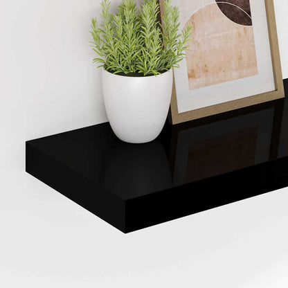 vidaXL Wall Shelf | Set of 4 | High gloss black | Honeycomb MDF, metal frame 4