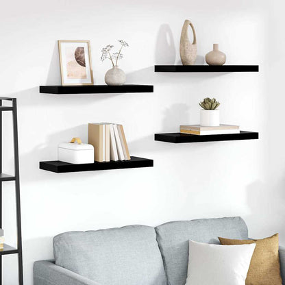 vidaXL Wall Shelf | Set of 4 | High gloss black | Honeycomb MDF, metal frame 1