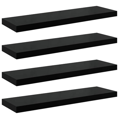 vidaXL Floating Wall Shelves 4 pcs High Gloss Black 90x23.5x3.8 cm MDF 2