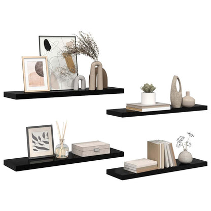 vidaXL Floating Wall Shelves 4 pcs High Gloss Black 90x23.5x3.8 cm MDF 5