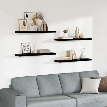 vidaXL Floating Wall Shelves 4 pcs High Gloss Black 90x23.5x3.8 cm MDF 1