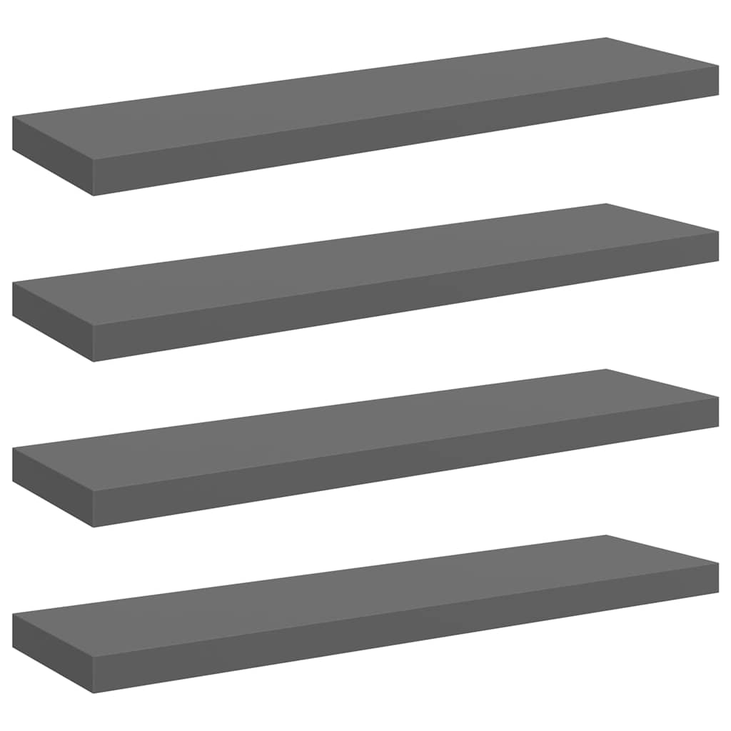 323798 vidaXL Floating Wall Shelves 4 pcs High Gloss Grey 90x23,5x3,8 cm MDF 5