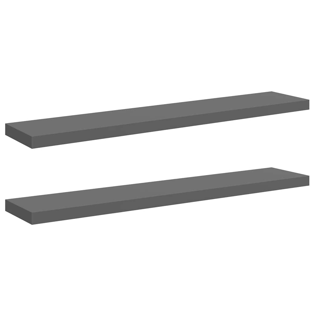 vidaXL Wall Shelf | Set of 2 | High gloss grey | Honeycomb MDF, metal | 120 cm 2