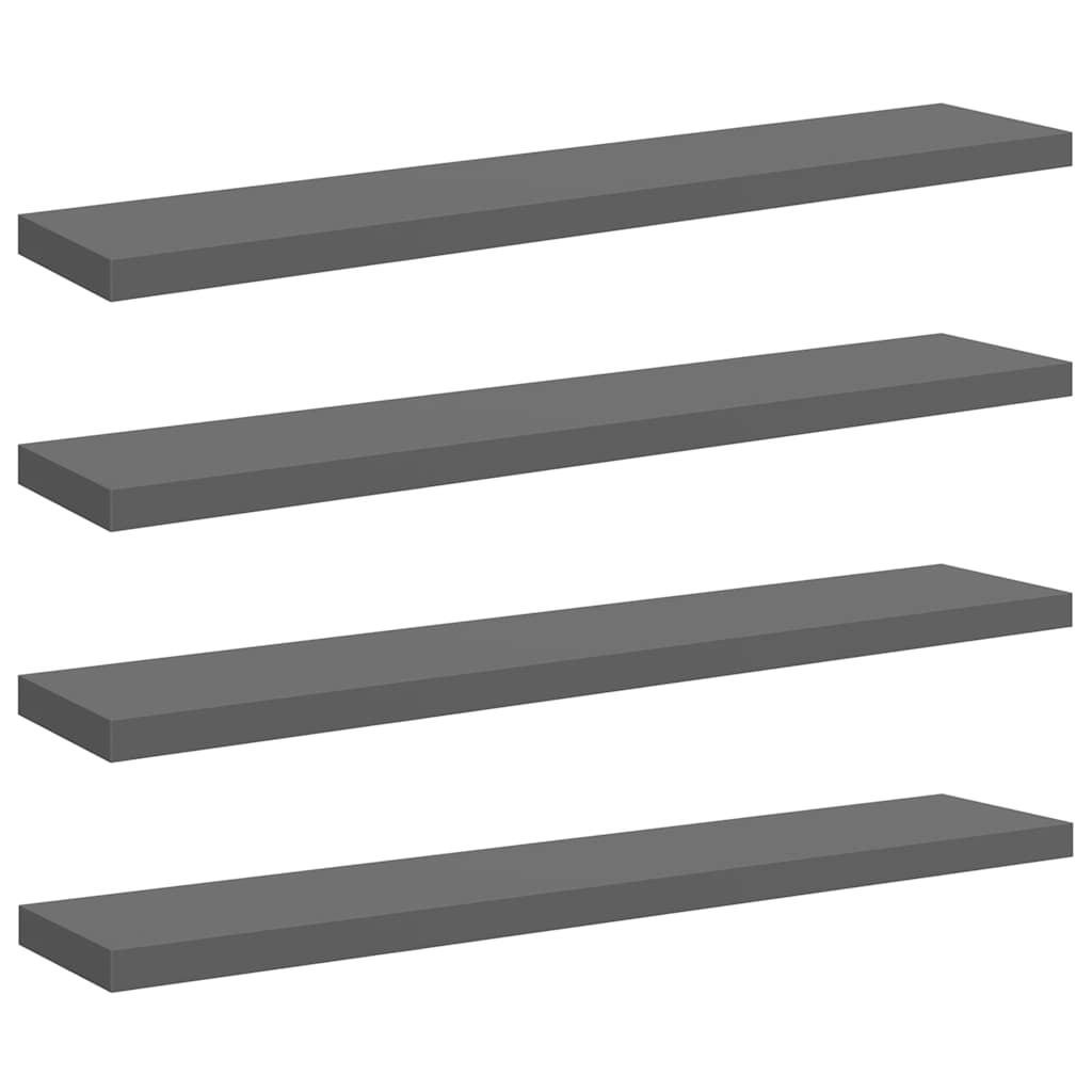 vidaXL Wall Shelf | Set of 4 | High gloss grey | Honeycomb MDF, metal 2