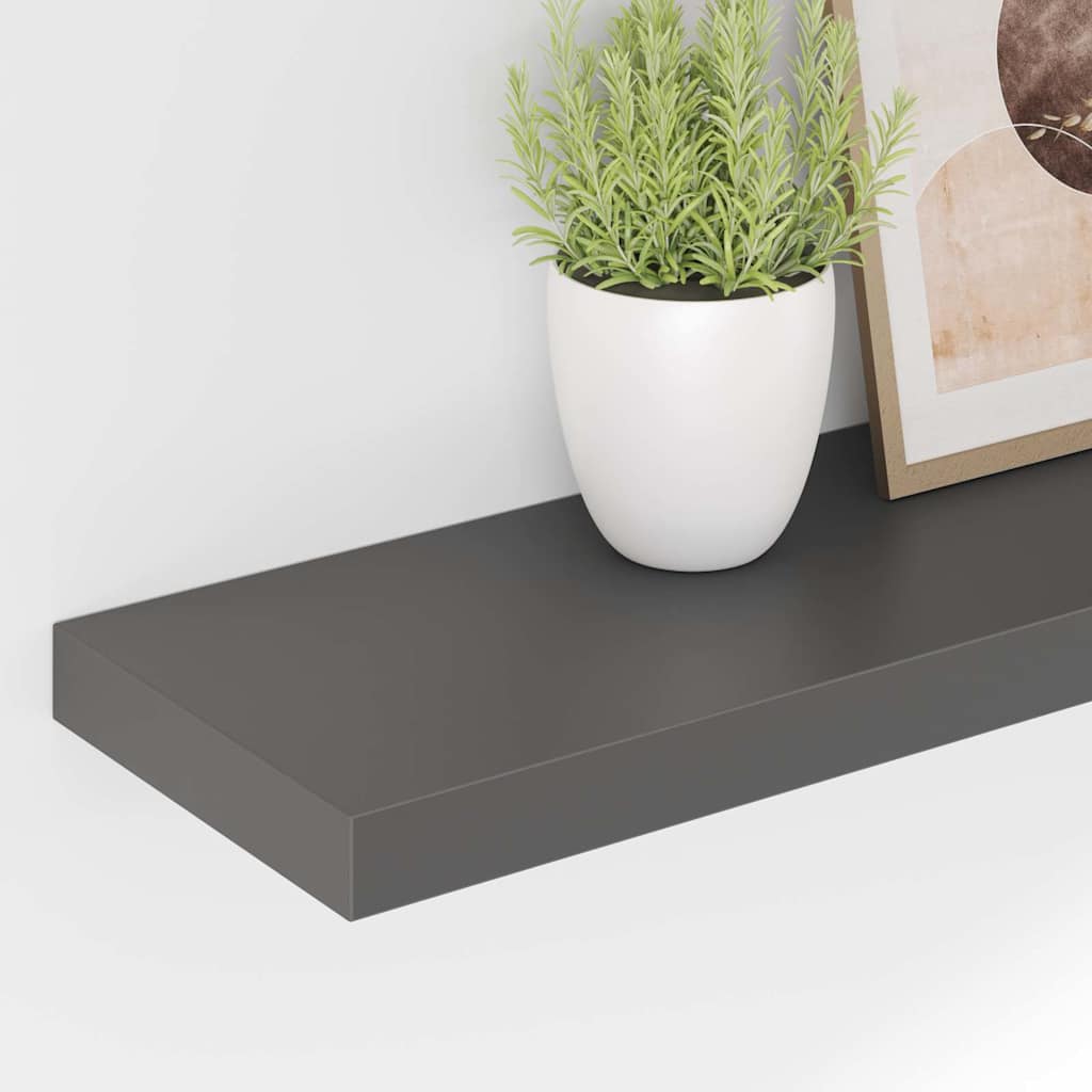 vidaXL Wall Shelf | Set of 4 | High gloss grey | Honeycomb MDF, metal 4