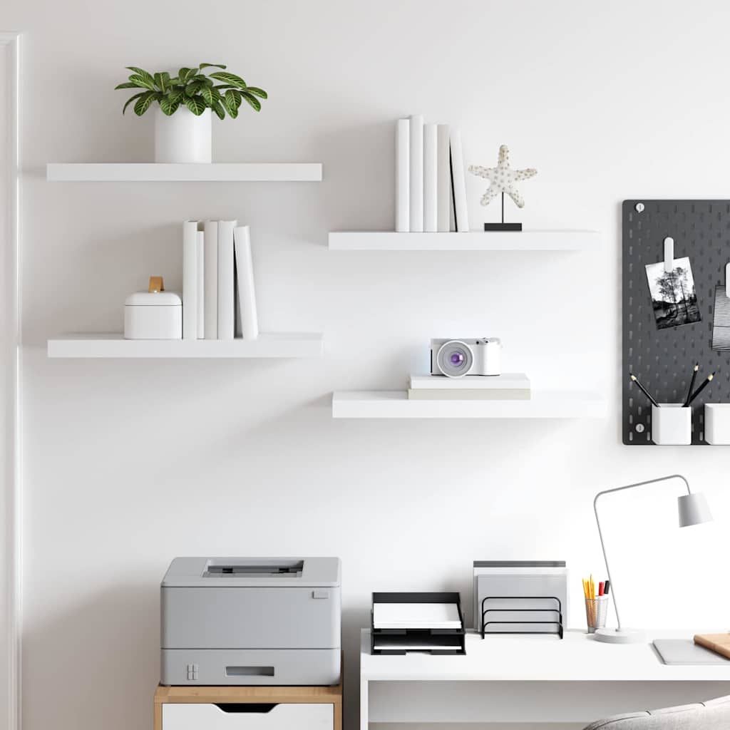 323813 vidaXL Floating Wall Shelves 4 pcs White 60x23,5x3,8 cm MDF 3