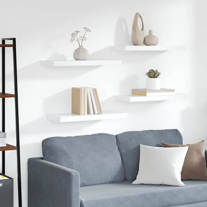 323813 vidaXL Floating Wall Shelves 4 pcs White 60x23,5x3,8 cm MDF 1