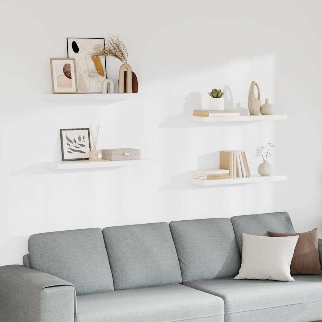vidaXL Wall Shelf | Set of 4 | White | Honeycomb MDF, Metal | 80x23.5x3.8 cm 1