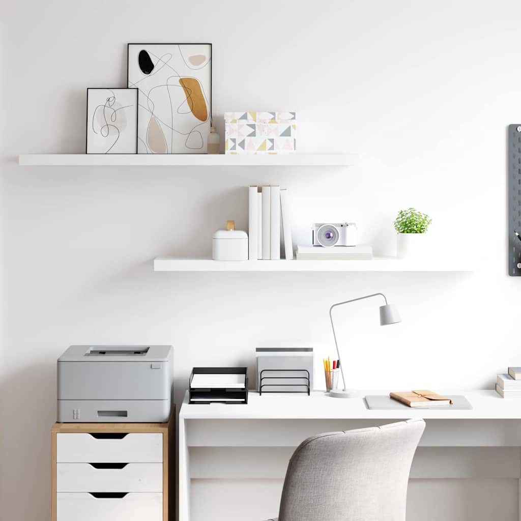 vidaXL Wall Shelf | Set of 2 | White | Honeycomb MDF, metal 3