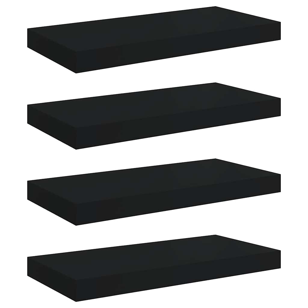 vidaXL Floating Wall Shelves 4 pcs Black 50x23.5x3.8 cm MDF 2