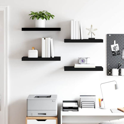 vidaXL Floating Wall Shelves 4 pcs Black 50x23.5x3.8 cm MDF 3