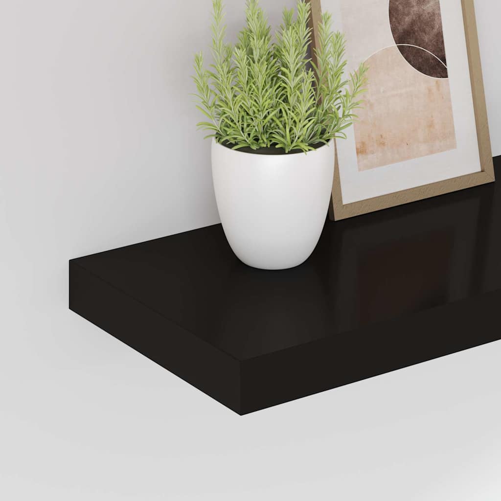 vidaXL Floating Wall Shelves 4 pcs Black 50x23.5x3.8 cm MDF 4