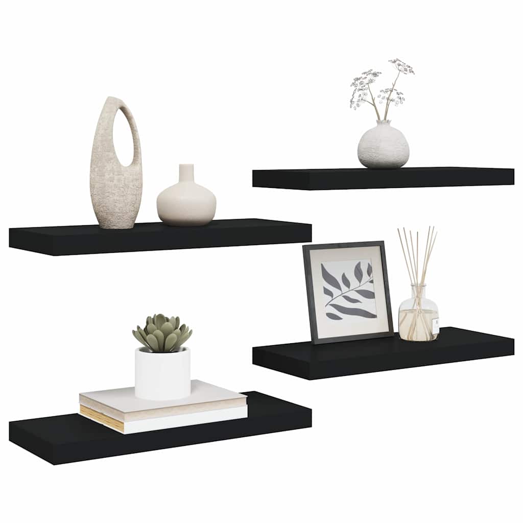 vidaXL Wall Shelf | Set of 4 | Black | Honeycomb MDF, metal | Medium 5