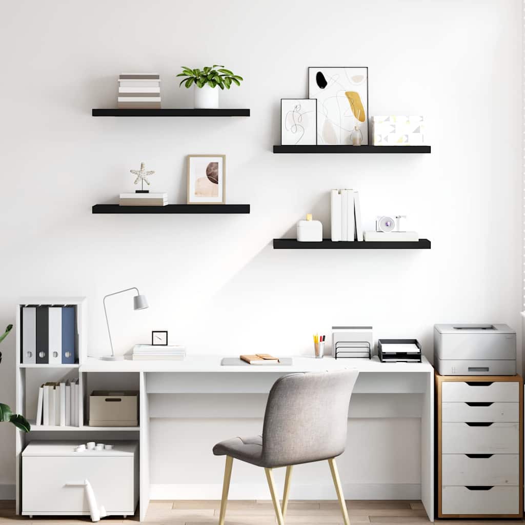 vidaXL Wall Shelf | Set of 4 | Black | Honeycomb MDF, Metal | Medium 3
