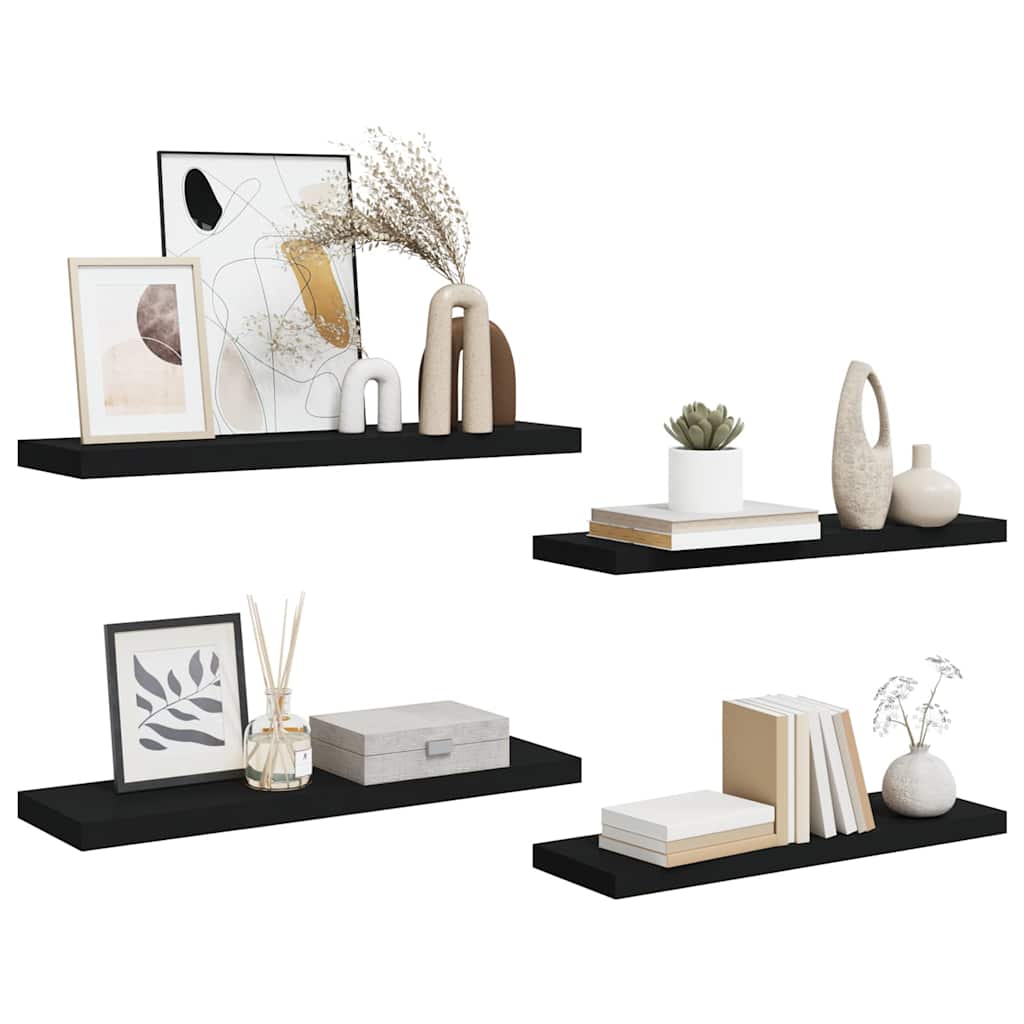 vidaXL Wall Shelf | Set of 4 | Black | Honeycomb MDF, Metal | Medium 5