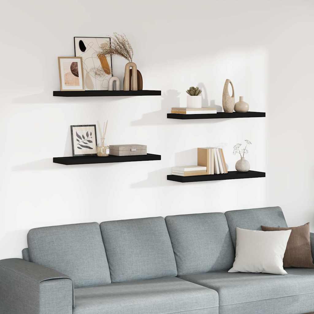 vidaXL Wall Shelf | Set of 4 | Black | Honeycomb MDF, Metal | Medium 1