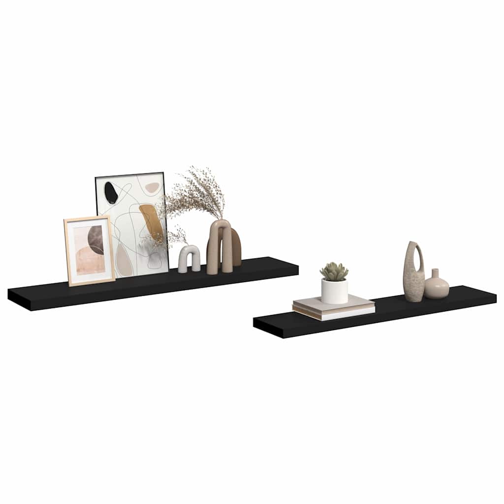 vidaXL Wall Shelf | Set of 2 | Black | Honeycomb MDF, Metal | Large 5