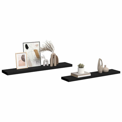 vidaXL Wall Shelf | Set of 2 | Black | Honeycomb MDF, Metal | Large 5