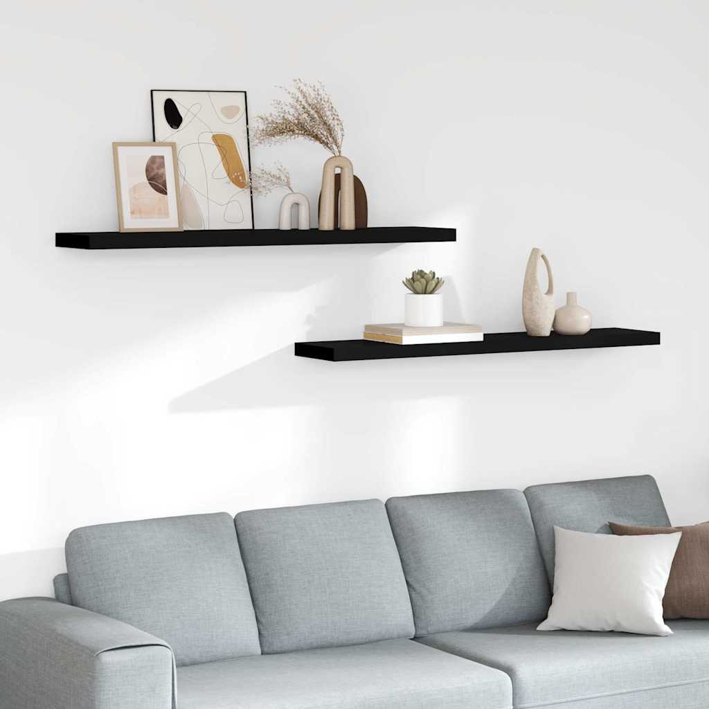 vidaXL Wall Shelf | Set of 2 | Black | Honeycomb MDF, Metal | Large 1