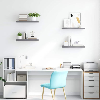 vidaXL Wall Shelf | Set of 4 | Grey | Honeycomb MDF, metal 3
