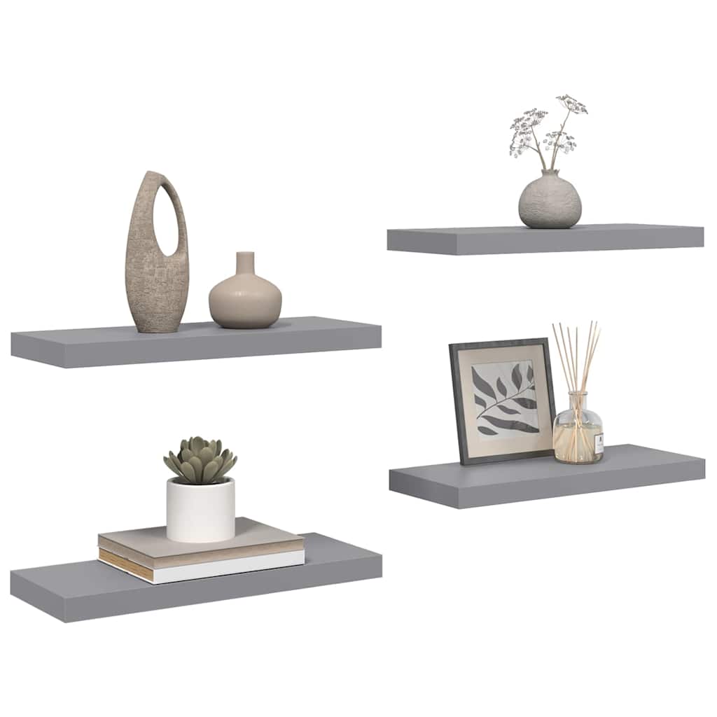 vidaXL Wall Shelf | Set of 4 | Grey | Honeycomb MDF, metal 5