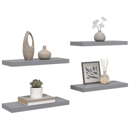 vidaXL Wall Shelf | Set of 4 | Grey | Honeycomb MDF, metal 5