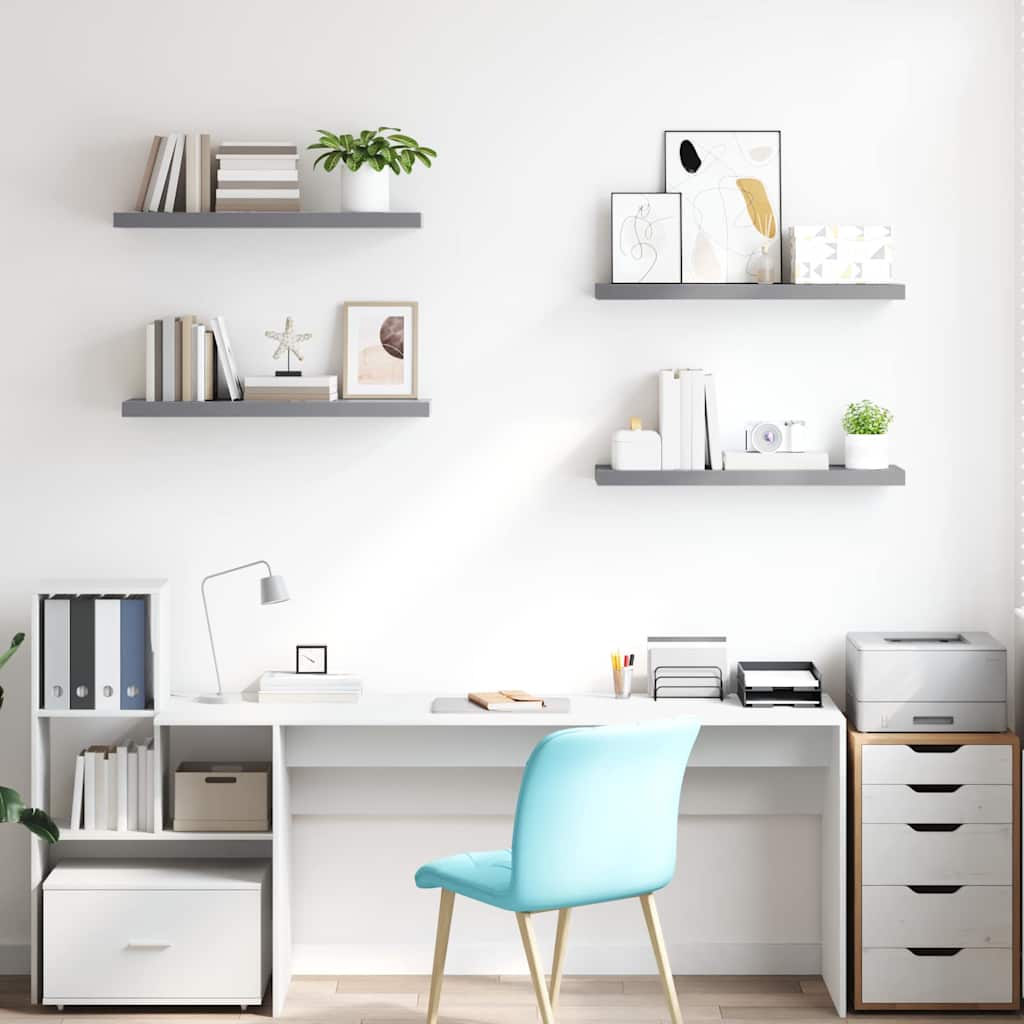 323858 vidaXL Floating Wall Shelves 4 pcs Grey 80x23,5x3,8 cm MDF 3