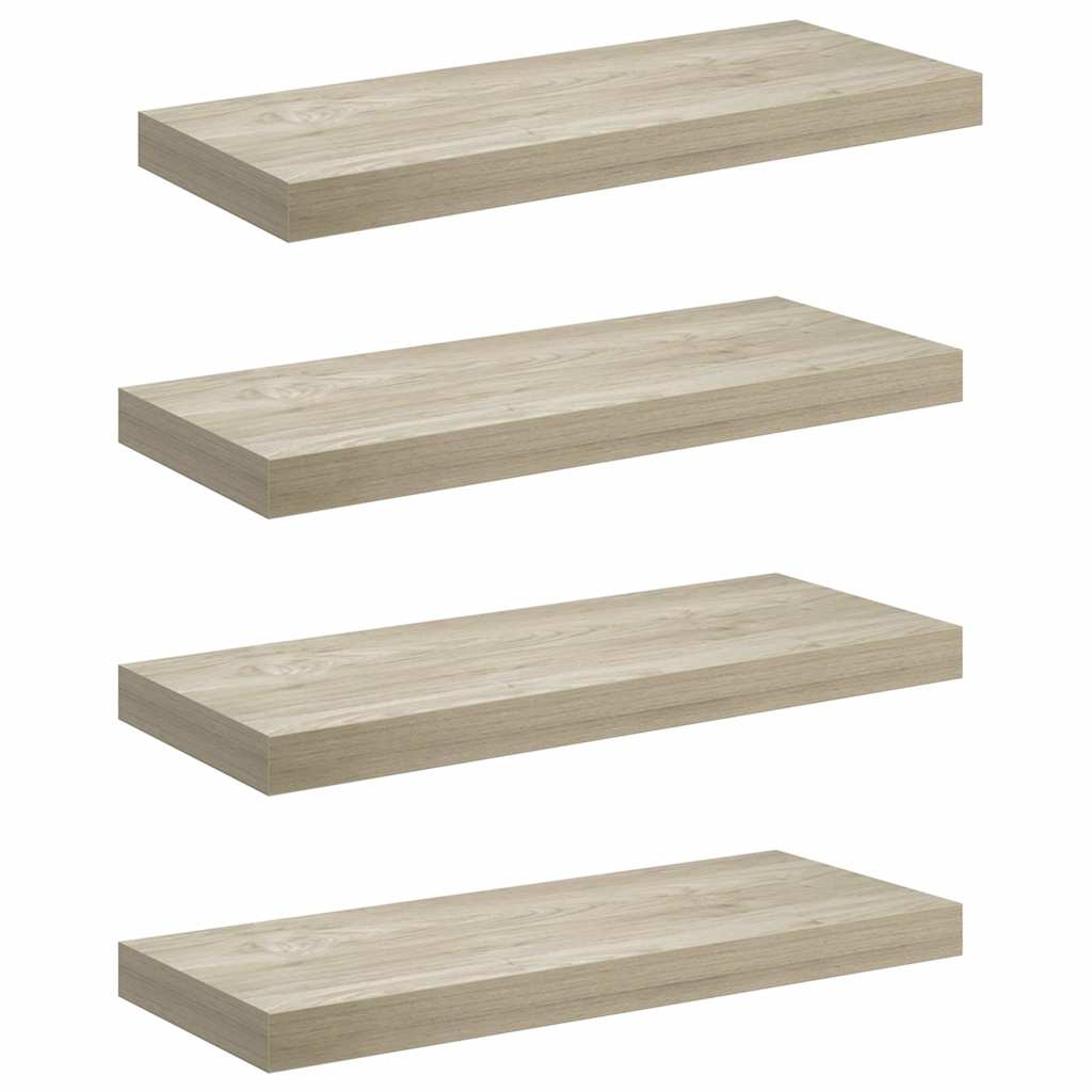 vidaXL Wall Shelf |  Set of 4 | Oak | Honeycomb MDF | Medium |  Wall mounting 2