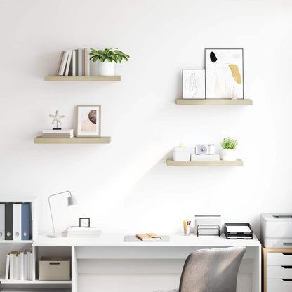 vidaXL Wall Shelf |  Set of 4 | Oak | Honeycomb MDF | Medium |  Wall mounting 3