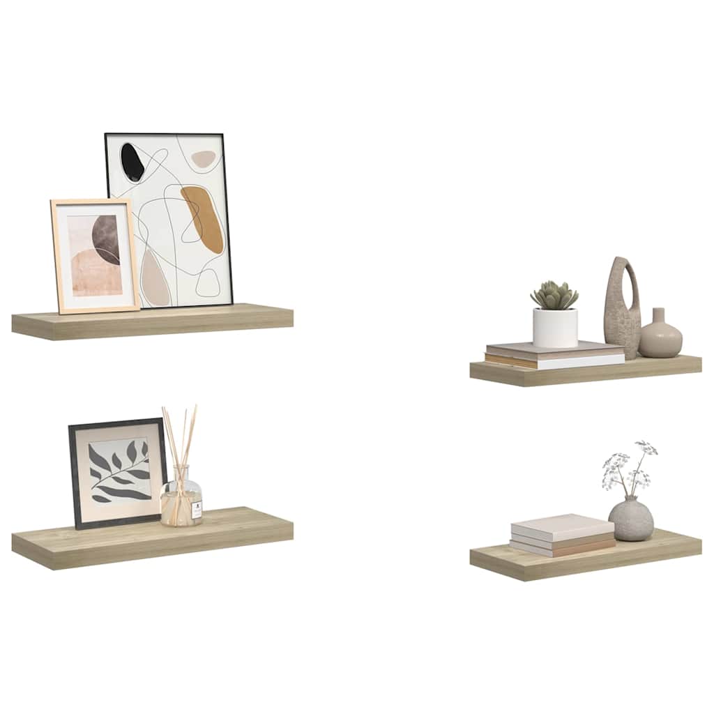 vidaXL Wall Shelf |  Set of 4 | Oak | Honeycomb MDF | Medium |  Wall mounting 5
