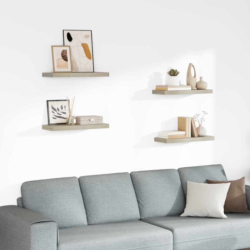vidaXL Wall Shelf |  Set of 4 | Oak | Honeycomb MDF | Medium |  Wall mounting 1