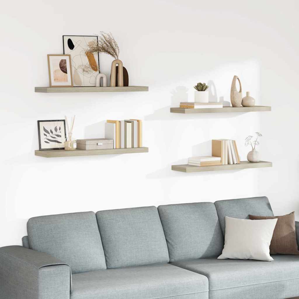323882 vidaXL Floating Wall Shelves 4 pcs Oak 90x23,5x3,8 cm MDF 1
