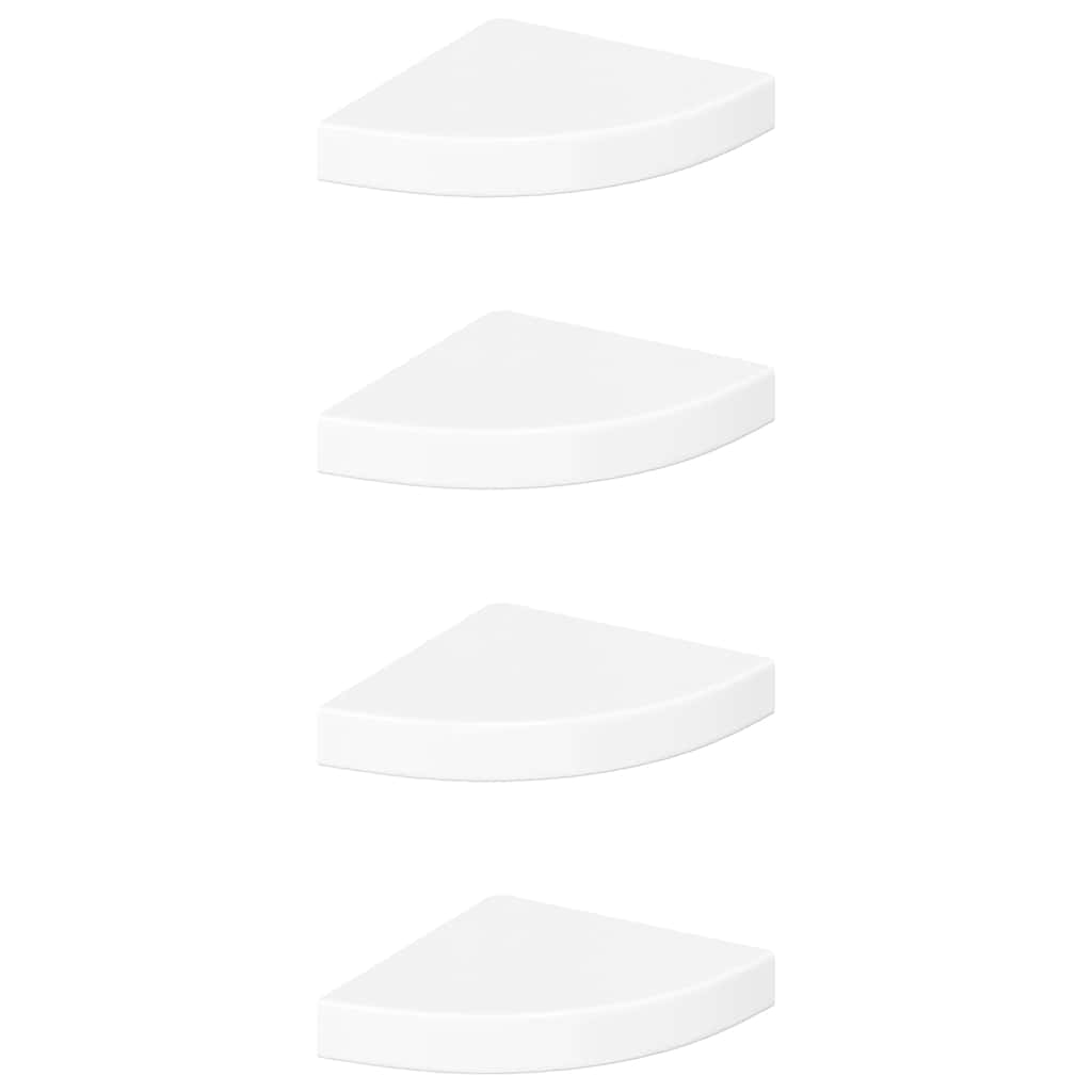 vidaXL Corner Shelf | Set of 4 | High gloss white | Honeycomb MDF, metal | Small 2