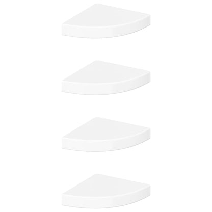 vidaXL Corner Shelf | Set of 4 | High gloss white | Honeycomb MDF, metal | Small 2