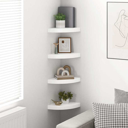 vidaXL Corner Shelf | Set of 4 | High gloss white | Honeycomb MDF, metal | Small 3