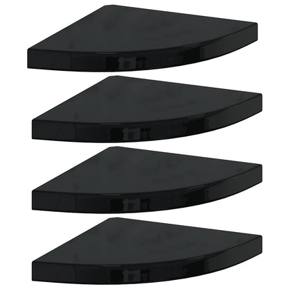 vidaXL Corner Shelf | Set of 4 | High gloss black | Honeycomb MDF, metal 2