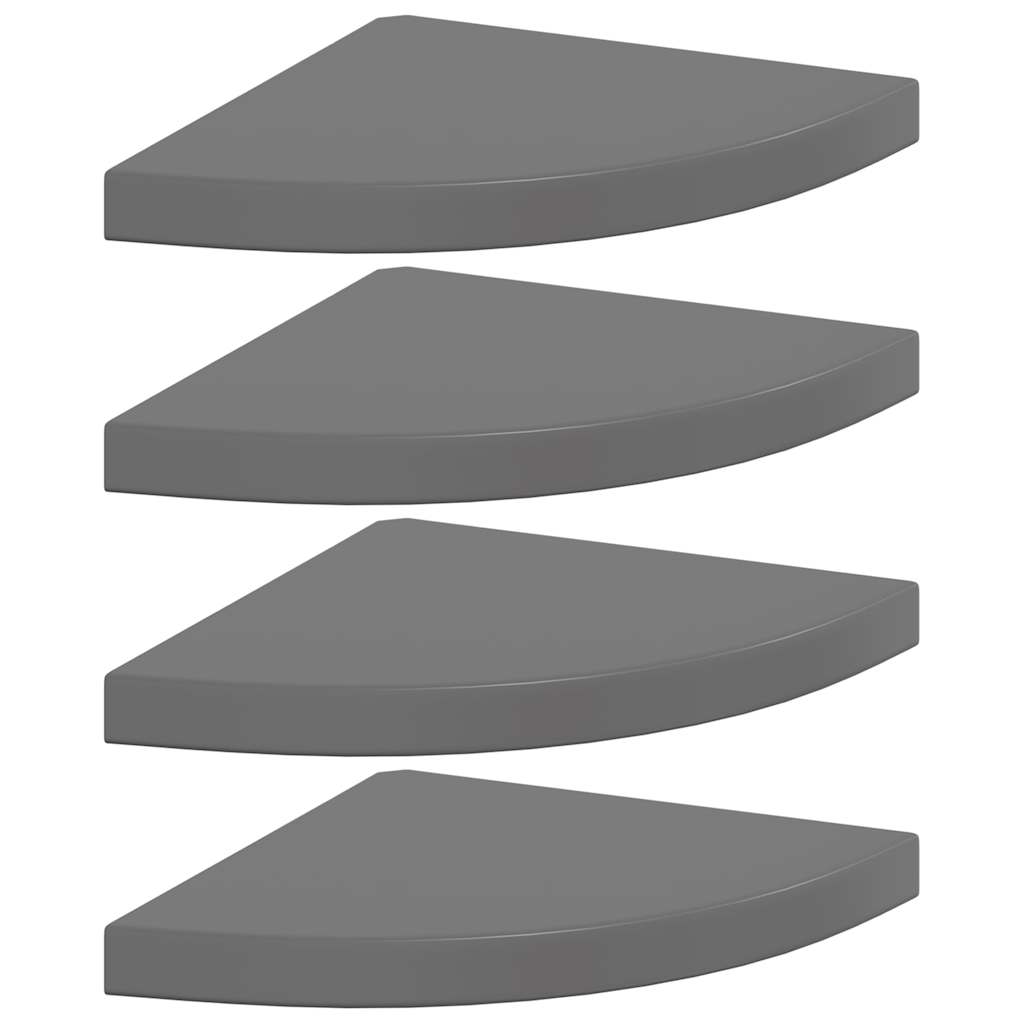 vidaXL Corner Shelf | Set of 4 | High gloss grey | Honeycomb MDF, metal 2
