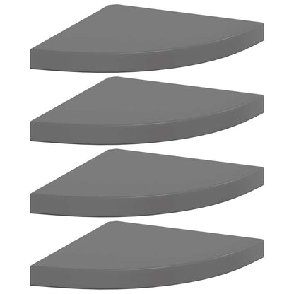 vidaXL Corner Shelf | Set of 4 | High gloss grey | Honeycomb MDF, metal 2