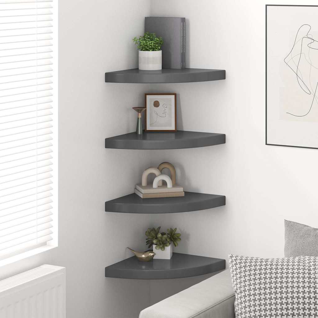 vidaXL Corner Shelf | Set of 4 | High gloss grey | Honeycomb MDF, metal 3