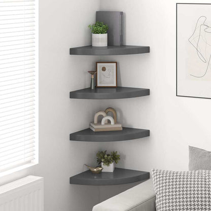 vidaXL Corner Shelf | Set of 4 | High gloss grey | Honeycomb MDF, metal 3