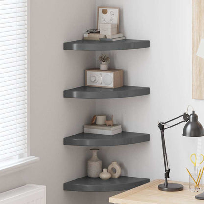 vidaXL Corner Shelf | Set of 4 | High gloss grey | Honeycomb MDF, metal 1