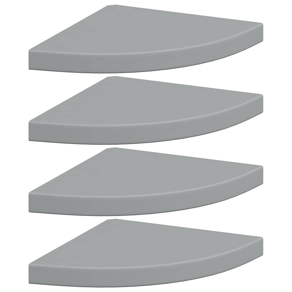 vidaXL Corner Shelf | Set of 4 | Grey | Honeycomb MDF | Small | Wall-mounted 2