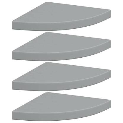 vidaXL Corner Shelf | Set of 4 | Grey | Honeycomb MDF | Small | Wall-mounted 2