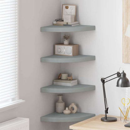 vidaXL Corner Shelf | Set of 4 | Grey | Honeycomb MDF | Small | Wall-mounted 1