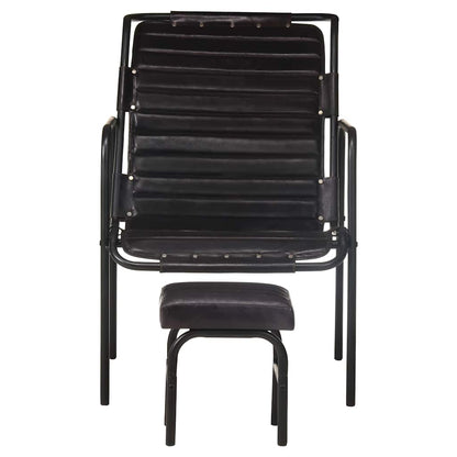 vidaXL Relaxing Armchair | Black | Real leather | Standard | Footrest | Armchair 3