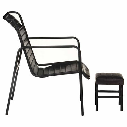 vidaXL Relaxing Armchair | Black | Real leather | Standard | Footrest | Armchair 4