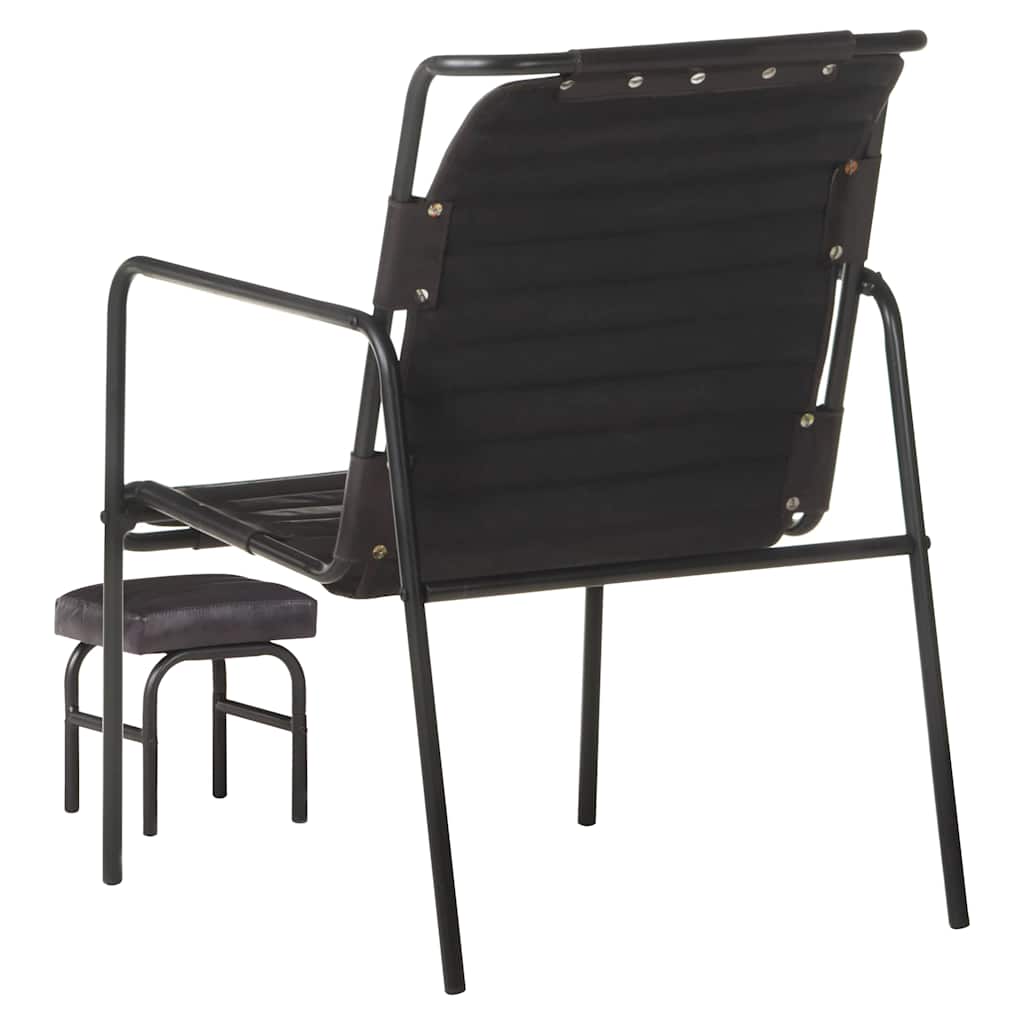 vidaXL Relaxing Armchair | Black | Real leather | Standard | Footrest | Armchair 5