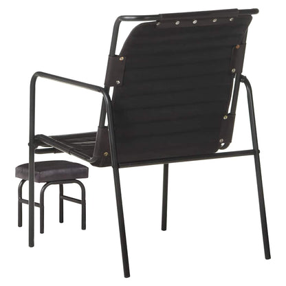vidaXL Relaxing Armchair | Black | Real leather | Standard | Footrest | Armchair 5